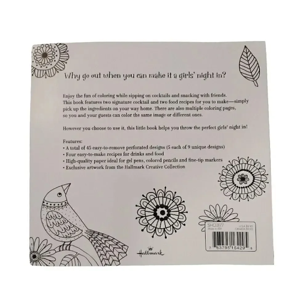 Hallmark Adult Coloring &‎ Cocktails Book with Colored Pencils and Erasers Lot